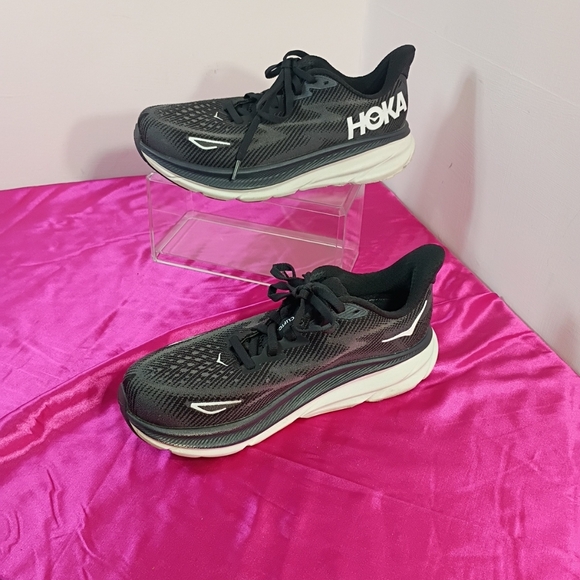 Hoka One One Women Clifton 9 1132211 BWHT Black Running Shoes Size 7.5 D - Picture 3 of 9
